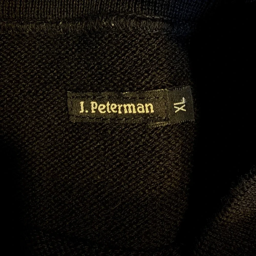 J. Peterman Sweater Mens XL Black Excellent 100% Wool Mock Neck Made in USA